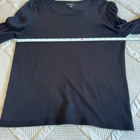 EUC Ann Taylor Factory Black Pleated Puff Sleeve Sweater Size M - Picture 6 of 8